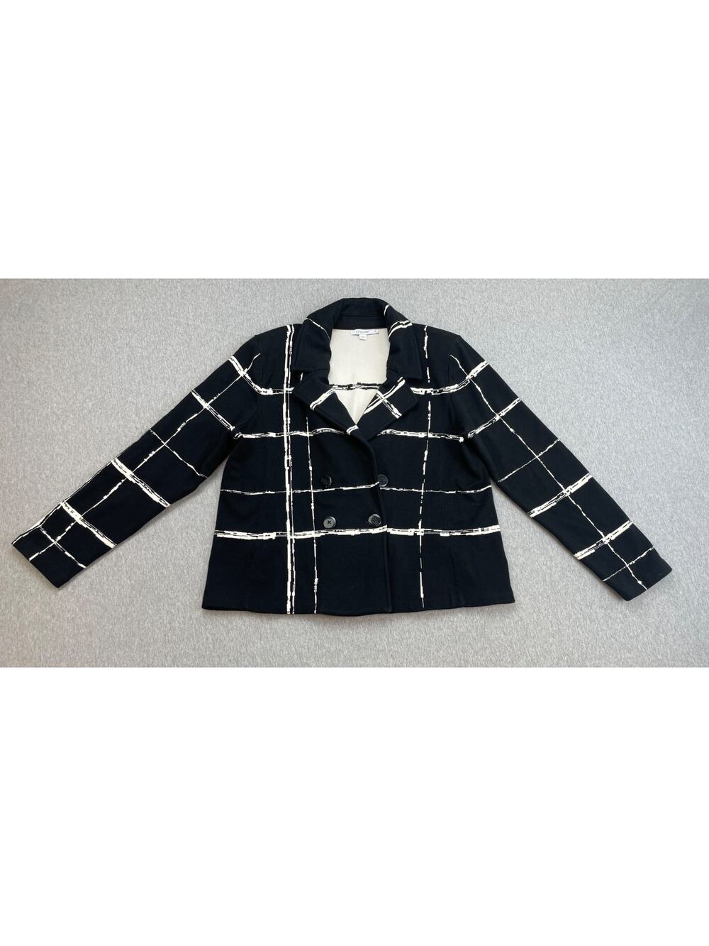 Chicos Sweater Blazer Womens 2 (Medium/12) Double Breast Cropped Long Sleeve